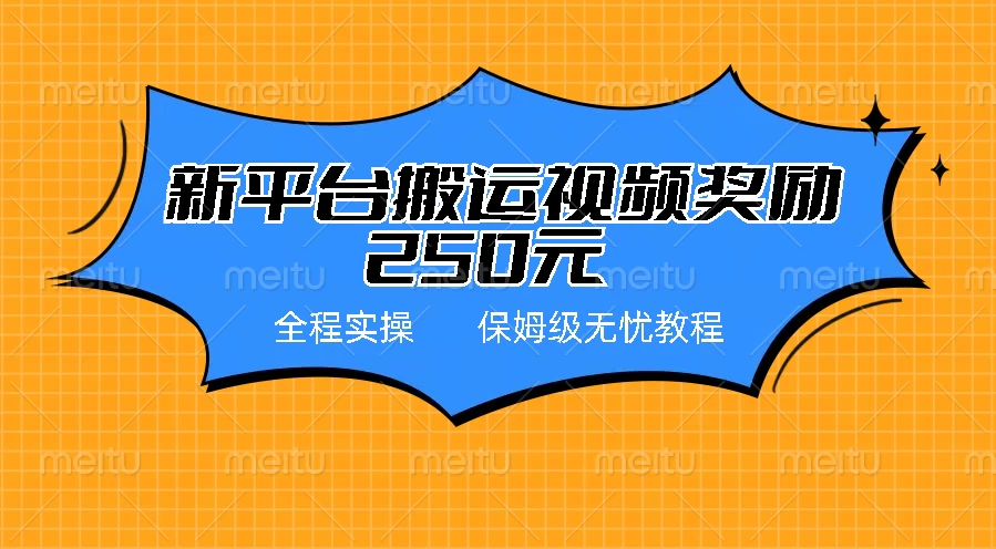 新平台简单搬运视频奖励250元，保姆级全程实操教程 - 项目资源网