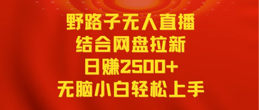 无人直播野路子结合网盘拉新，日赚2500+多平台变现，小白无脑轻松上手操作 - 项目资源网