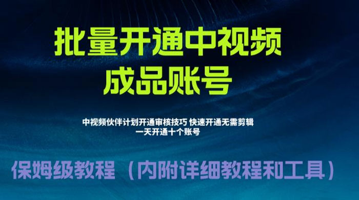 暴力开通中视频计划教程，快速通过中视频伙伴计划的办法 - 项目资源网
